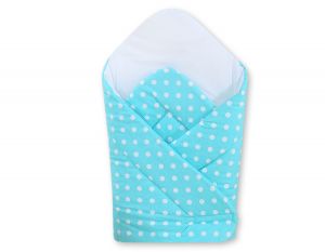 Babynest with stiffening- Hanging Hearts white dots on turquoise